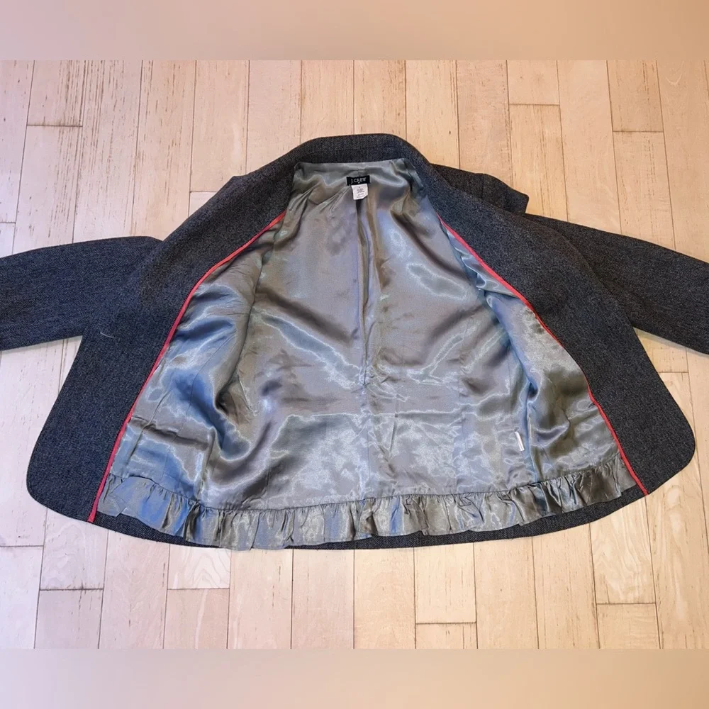 J. Crew Women's Schoolboy Wool Blend Gray Herringbone Blazer Size 6 Style 17398